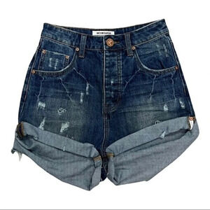 One Teaspoon High Waist Bandits Tuscany Denim Jean Short Size 25 Festival Boho
